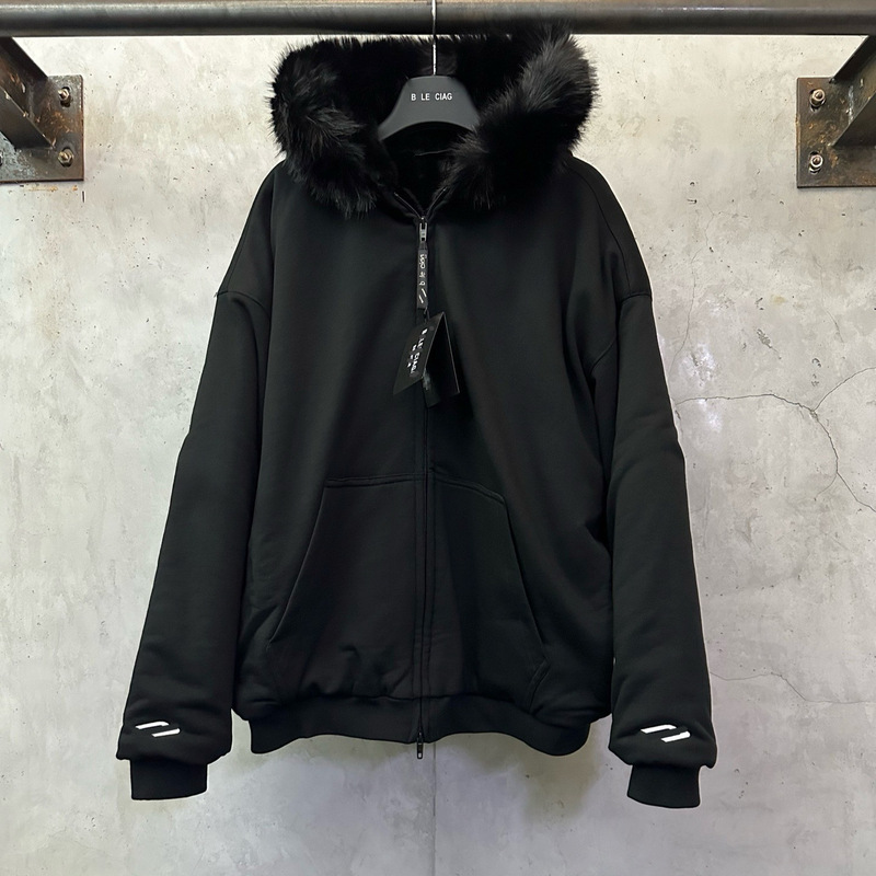 Correct Version Paris B 25Ss Autumn and Winter New Trendy Brand Mink Fur 3m System Ski Zipper Hooded Sweatshirt