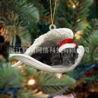 Christmas跨境新款创意可爱圣诞袜子狗狗圣诞树吊饰装饰节日礼物