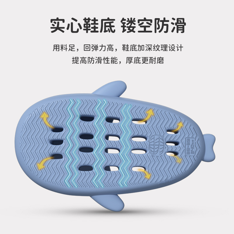 Zapatillas de fondo de masaje de tiburón pareja de adultos antideslizante baño fugas zapatillas de moda al aire libre divertido hogar sandalias lindas