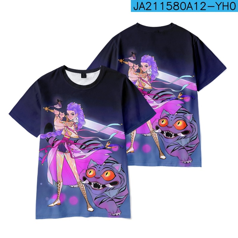 3D新品电影  K-POP 猎魔女团  印花短袖T恤印花成人童装夏季|undefined