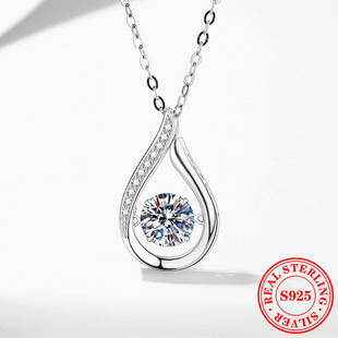 S925 sterling silver smart water drop pendant moissanite necklace Korean wind 1 karat moissanite necklace manufacturers wholesale
