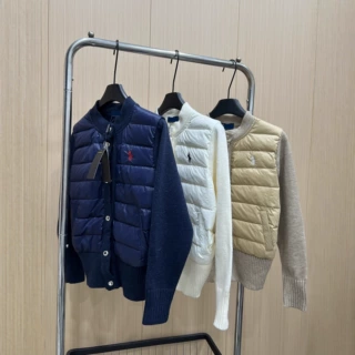 2025新款RL拉夫针织拼接羽绒服三色小马刺绣羽绒马甲假两件轻薄款