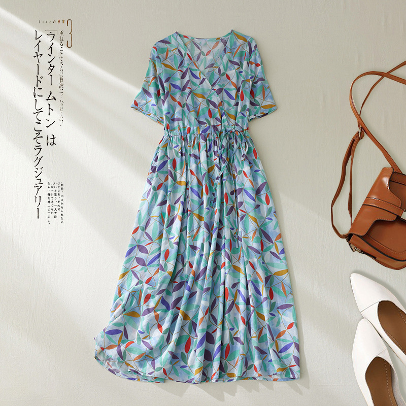 Summer retro fashionable fresh long dress