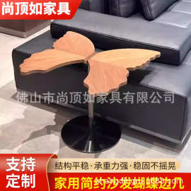 轻奢沙发边几置物架现代简约置物架卧室置物架新中式蝴蝶落地茶几
