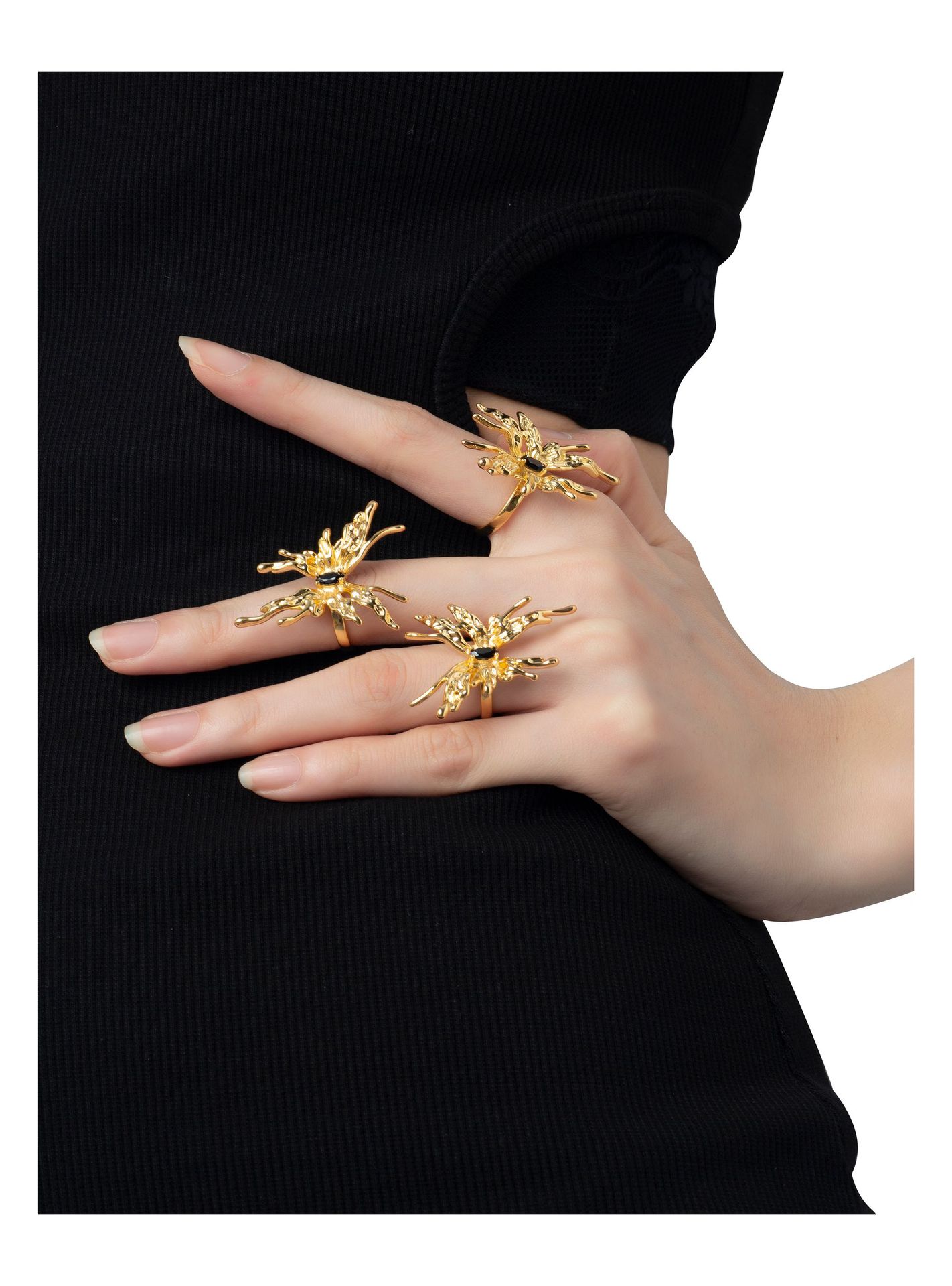 Fashion Butterfly Copper Plating Zircon Open Ring 1 Piece