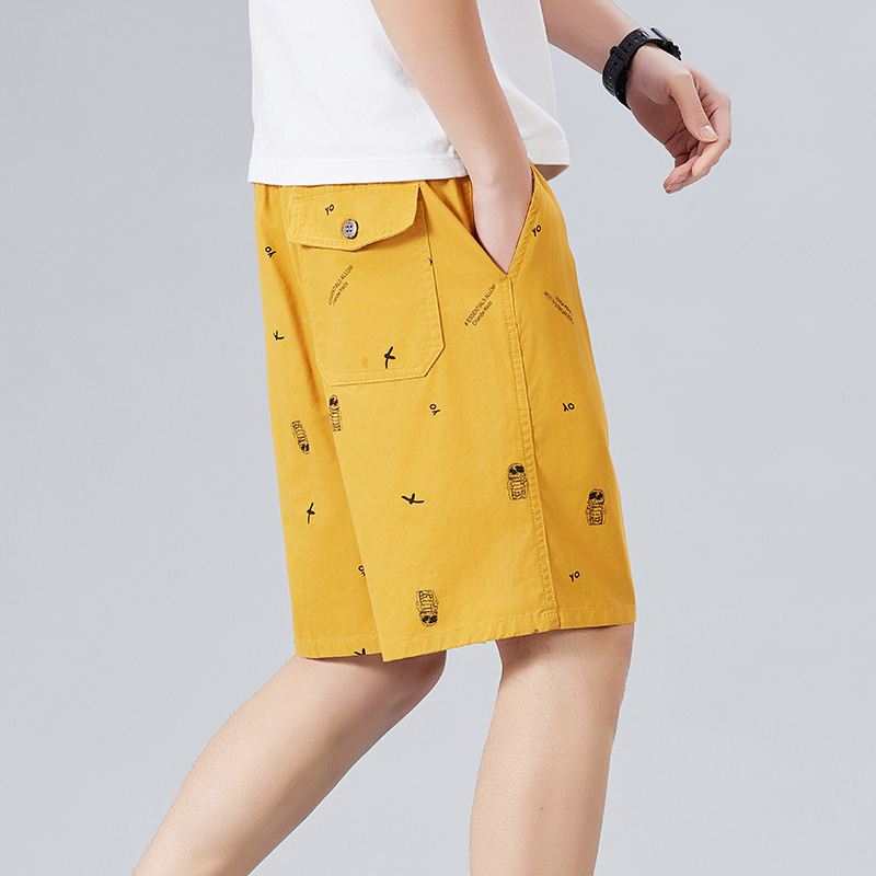 Source Factory Summer Pure Cotton Shorts Men's Beach Shorts Five-Point Shorts Home Loose Shorts Straight-Leg Style