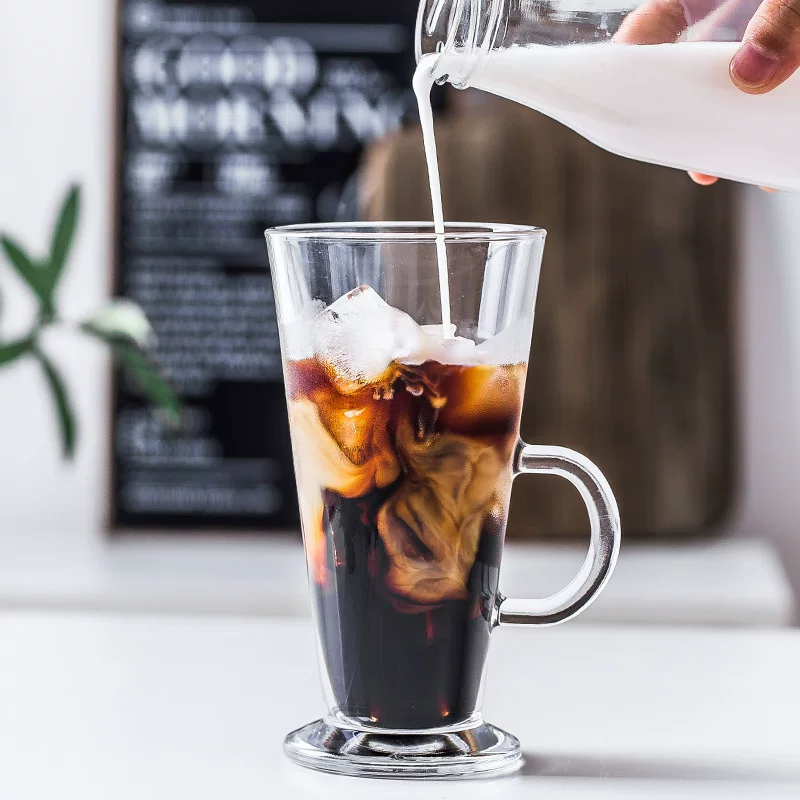 Retro glass handle, amber tea cup, coffee afternoon tea
