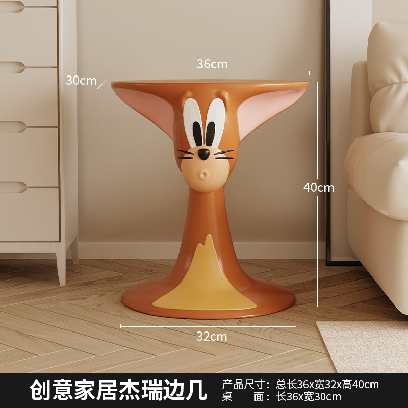 漫画トムキャットコーヒーテーブルクリエイティブリビングルーム大型装飾品フロアサイドテーブルかわいいベッドサイドテーブル家具新築祝いギフト|undefined