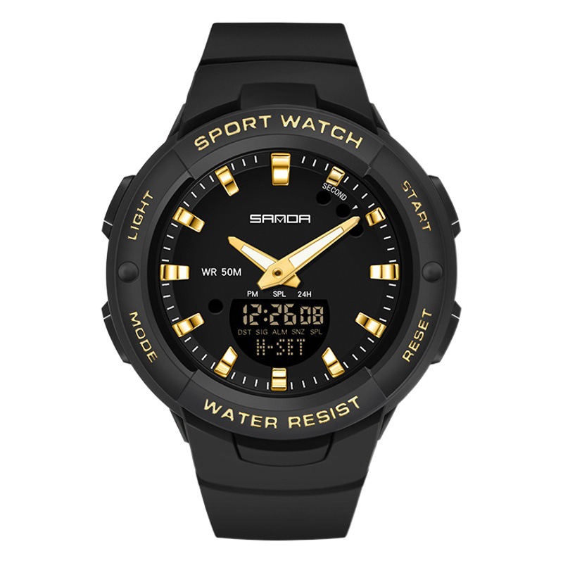 SANDA 6009 cronometraje electrónico de doble pantalla reloj deportivo reloj de alarma de comercio electrónico de una sola pieza reloj deportivo de generación