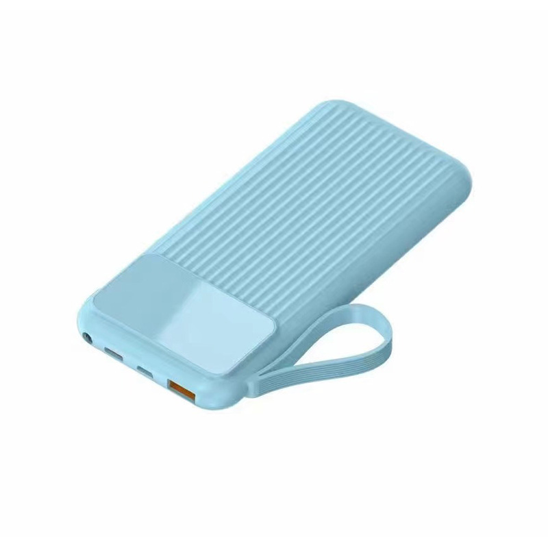 10000 mAh de gran capacidad de carga rápida y recarga de carga digital al aire libre fuente de alimentación portátil con cable de cuerda en stock