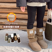 女童保暖打底裤冬季加厚加绒韩国流行袜套拼接加厚外穿儿童长裤子