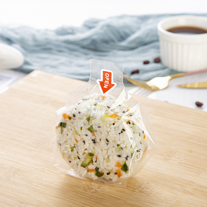 批发日式饭团包装袋带易撕条圆形海苔包饭袋低温防雾100只送封口