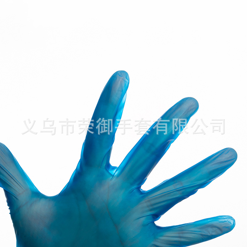 一次性蓝色PVC手套有粉批发劳保手套食品烘焙蓝色有粉pvc手套