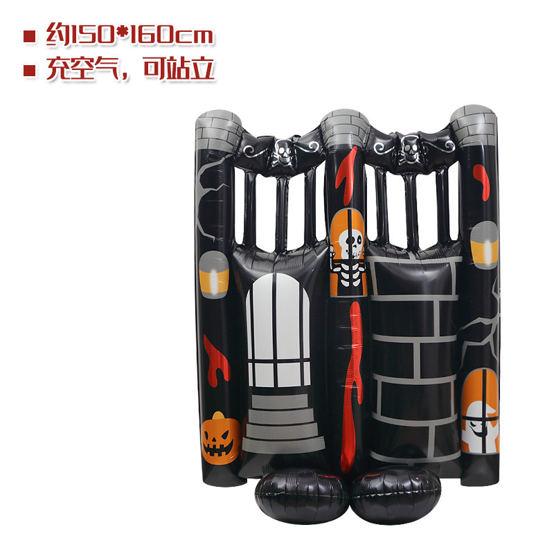 Atmósfera transfronteriza Halloween gigantesco de pie base de globo calabaza esqueleto demonio centro comercial bar café diseño