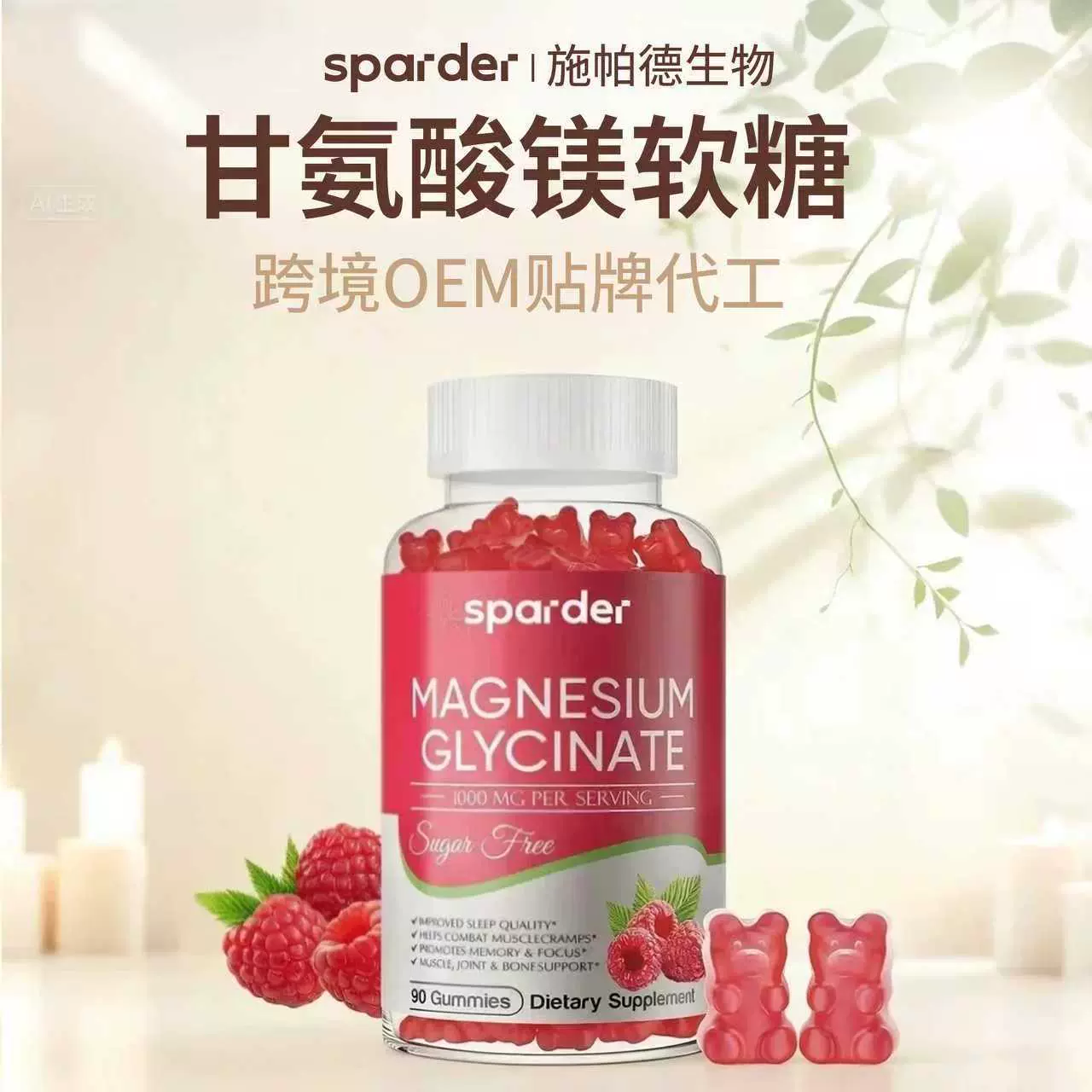 跨境热销树莓软糖Glycine magnesium gummy 源头工厂贴牌代工