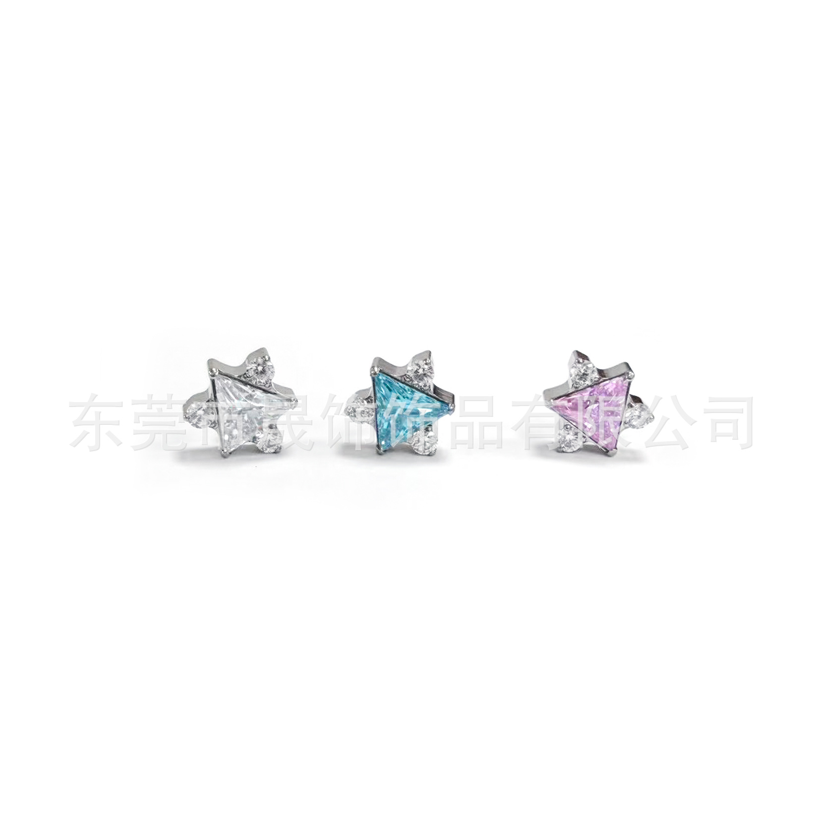 F136 Titanium Alloy 三角 Flower Cubic Zirconia Ear Stud G23 Titanium Internal Thread Cubic Zirconia Labret Stud Ear Stud Piercing Jewelry 头