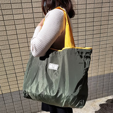 纯色折叠购物袋防水收纳袋便携超市买菜包大容量抽绳环保手提袋子