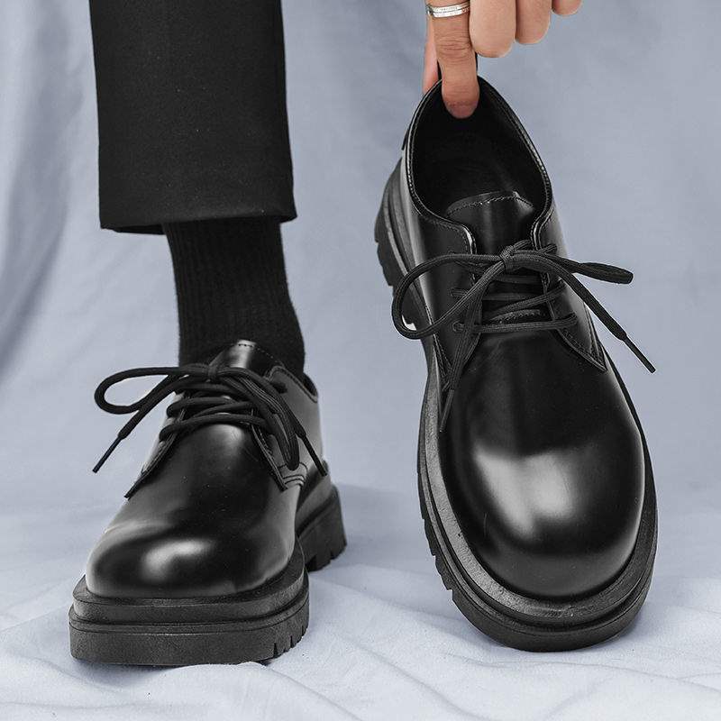 ShoeVault 2025 - Nouveau derby à semelle épaisse avec bout renforcé, style business, tendance, antidérapant, résistant à l'usure, cuir décontracté_voghion.com