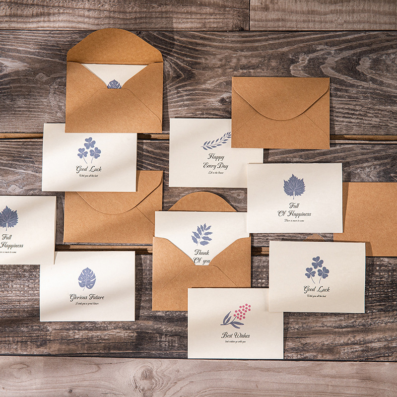 Retro Graduation Season Greeting Card Birthday Gratitude Blessing Card Small Card Holiday Business Kraft Paper Message Card Envelope