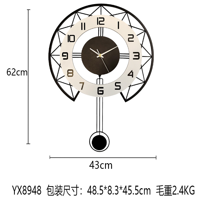 Reloj silencioso nórdico, reloj de pared oscilante, reloj de decoración de sala de estar para el hogar, lujo ligero creativo moderno, nuevo reloj de moda