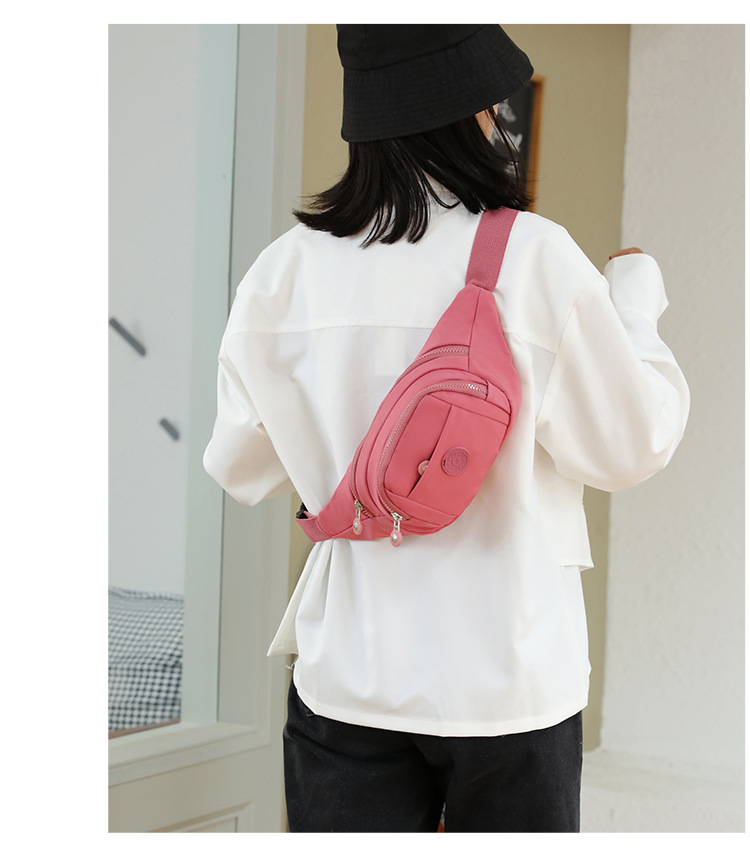 Women's casual crossbody bag, fashionable and versatile sports single-shoulder waist bag, nylon water-resistant cross-border wholesale and consignment undefined