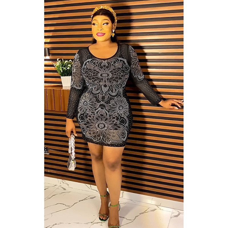 African Women's Sexy Party Ball Dress European and American AliExpress Heavy Industry Hot Diamond Skirt Two-Piece dress African Women's Sexy Party Ball Dress European and American AliExpress Heavy Industry Hot Diamond Skirt Two-Piece dress