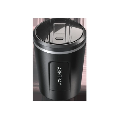Car Ashtray with Cover and Led Light, High-End and Stylish Ceramic Car Ashtray (Car ashtray) - black-small-size