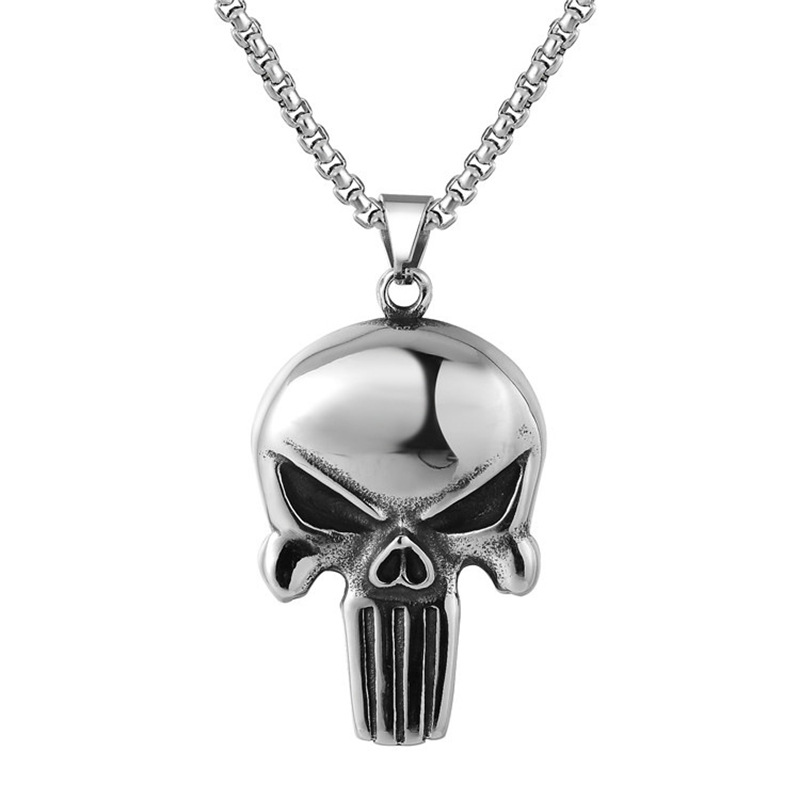 Comercio exterior joyería al por mayor de Europa y América retro punk cráneos hombres de acero de titanio colgante de acero inoxidable collar
