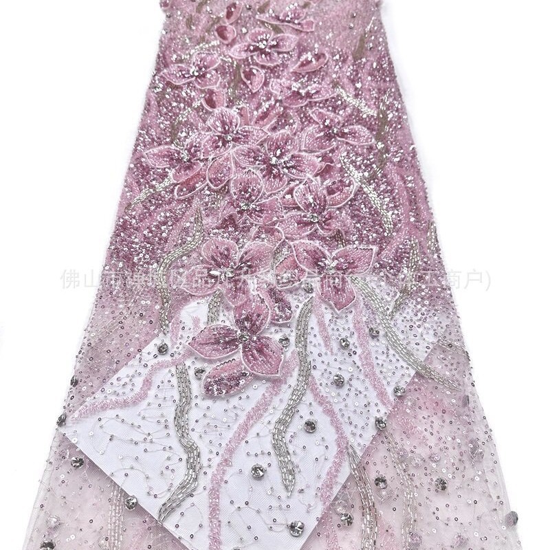 Flores tridimensionales 3D clavos de tela de malla de diamante sequinado colocación flor de cola de pez vestido vestido de brindis vestido de boda tela