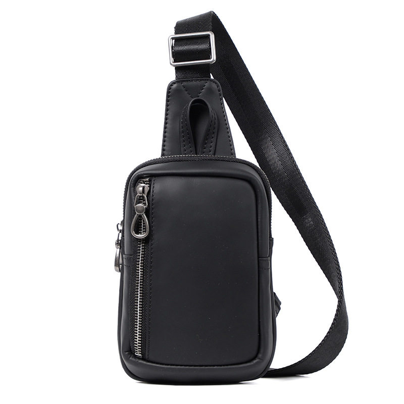 Túi đeo chéo nam mini da bò lớp đầu 13x5x19 cm — Màu đen
