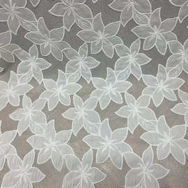 双皱雪纺激光蕾丝刺绣女装面料 韩式女装网纱手工DIY服装满幅花边