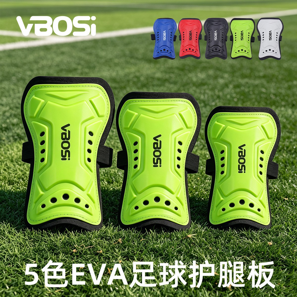 VBOSI football shin guards, featuring EVA cushioning for shock absorption, provide stability and impact protection during football matches and training. Available for wholesale