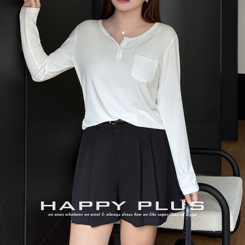 HAPPYHUT Plus Size Autumn New Black High-Waisted Skirt-Pants 9580, A-Line Pleated Commuting Suit Skirt-Pants