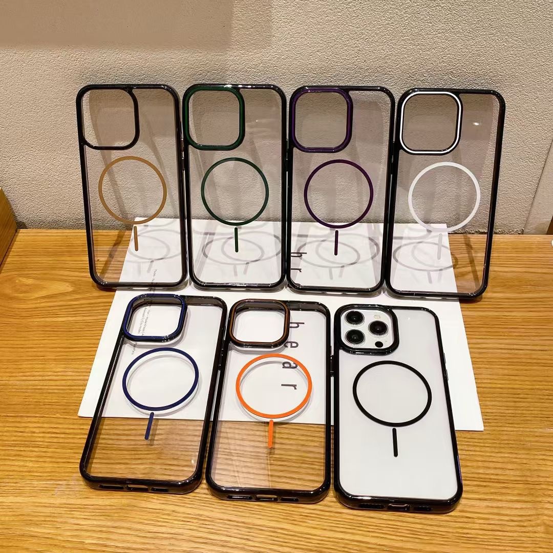 适用iphone16promax手机壳细磁铁圈15plus保护套双色壳苹果保护套