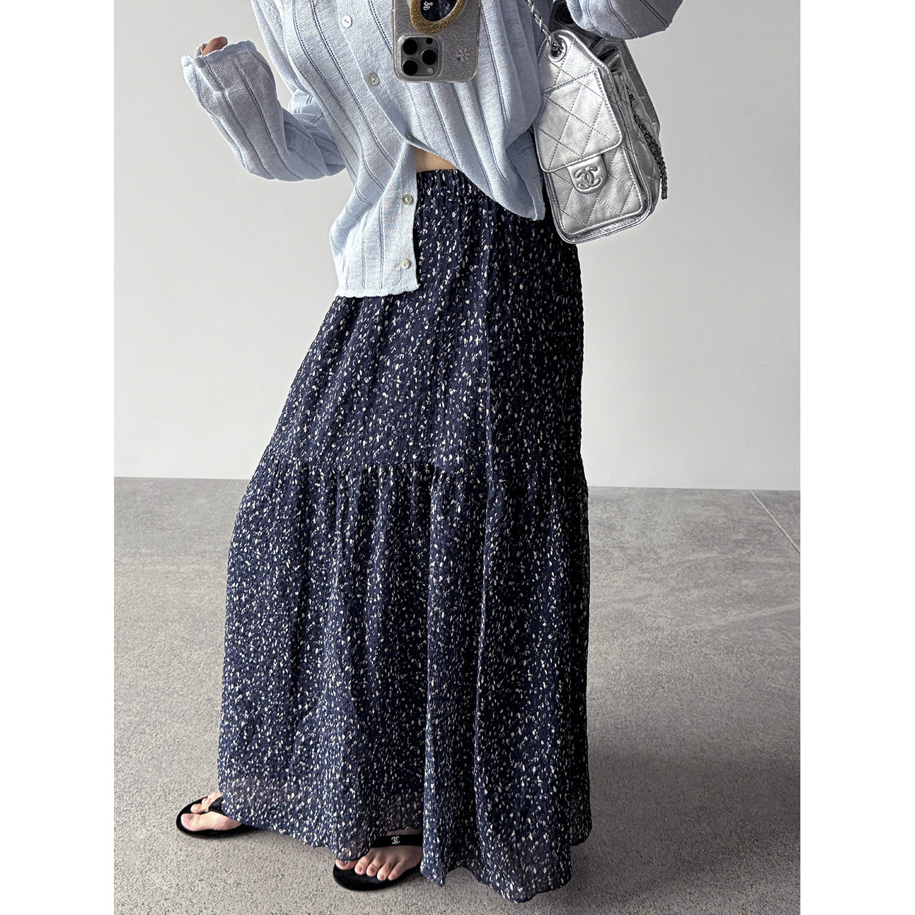 【王琪芝】度假风碎花蛋糕裙女26春夏高腰显瘦半身长裙A字裙WQ238