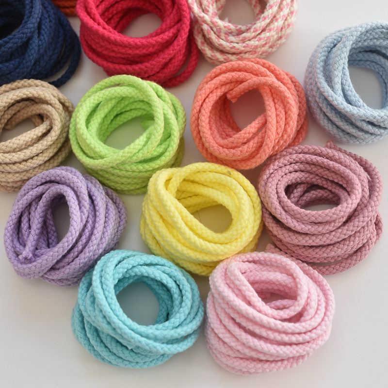 WBZ7DIY手工辅料纯棉色织棉绳束口绳捆绳抽绳8股编织绳水壶背带绳