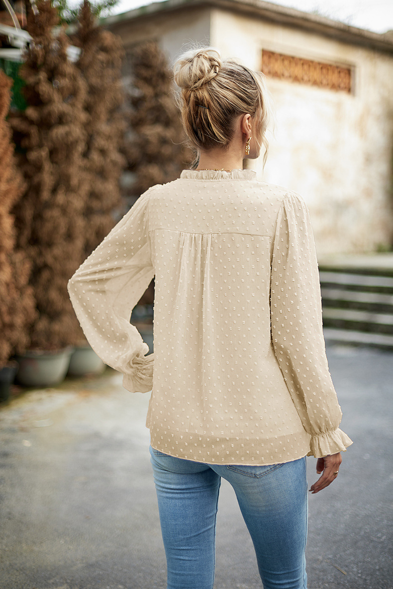 Women's Gender Casual Style Women's Blouse Long Sleeve Blouses Casual Solid Color