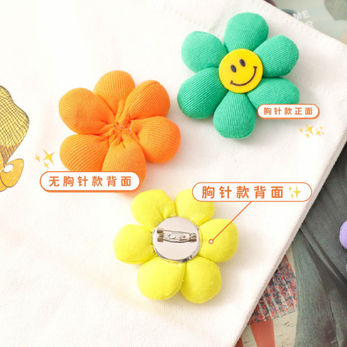 Summer new arrival pastoral style smiling face sunflower brooch wholesale cute girls bag pendant clothing accessories accessories