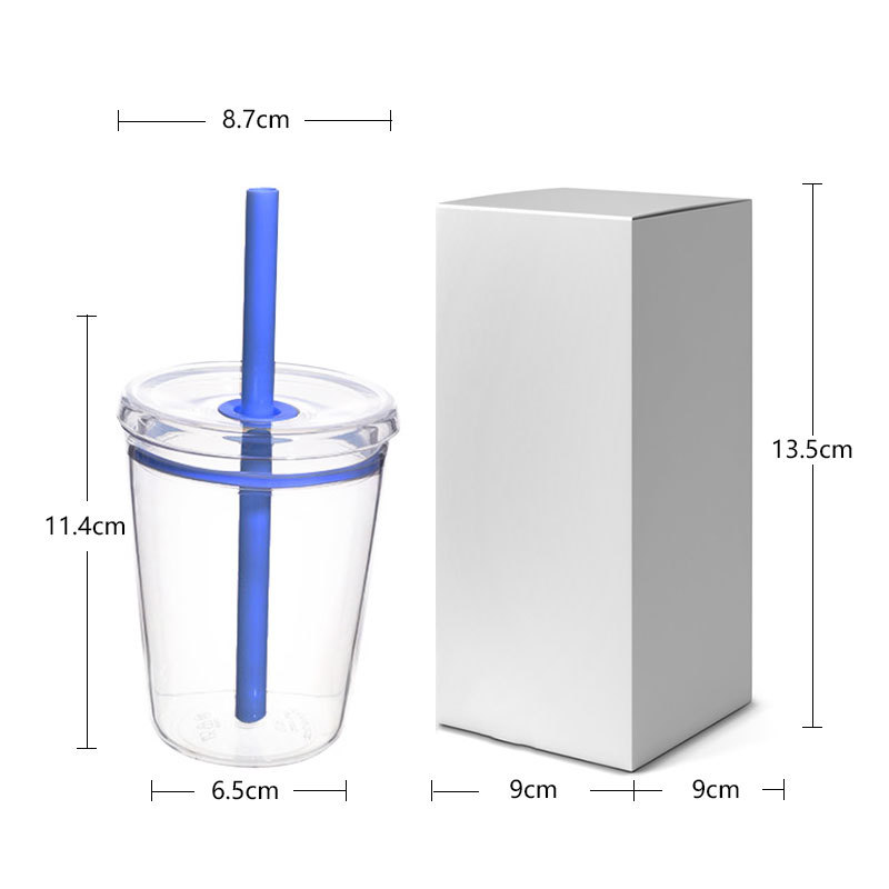 350ml mini taza de plástico transparente tritan taza de paja de color rojo para chicas lindas tazas de agua