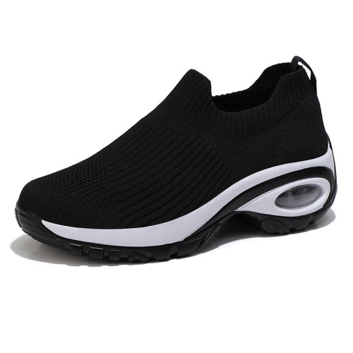 Women's casual and versatile summer air-cushion running shoes, fly-knit breathable lazy shoes, slip-on sneakers wholesale