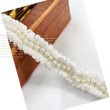 厂家直销珍珠机器珠绣蕾丝服装衣领箱包装饰条码辅料条码折叠花边