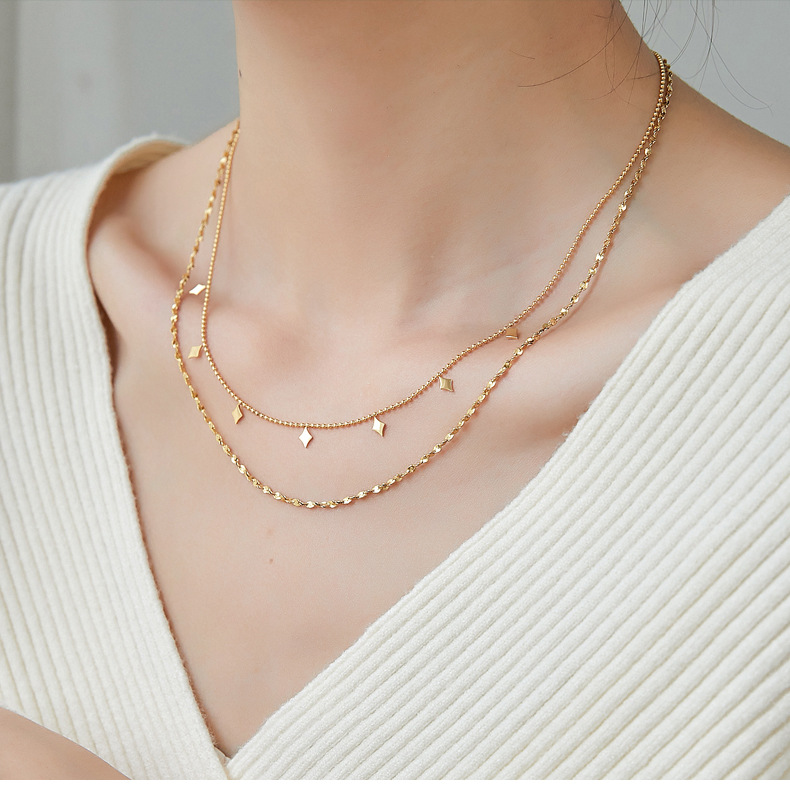 Fashion Rhombus Titanium Steel Star Layered Necklaces Colorza_colorza_12