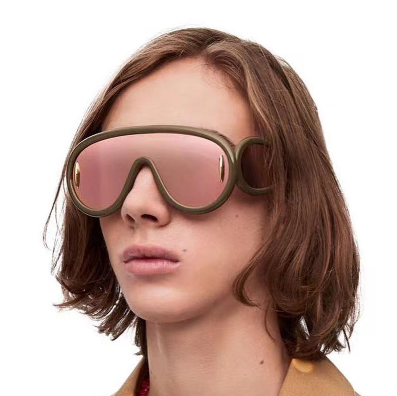 Sunglasses Classification PC, UV400 Protection Lens Material Hip-Hop Punk Color Block PC UV400 Protection Oval Frame Full Frame Men's Sunglasses