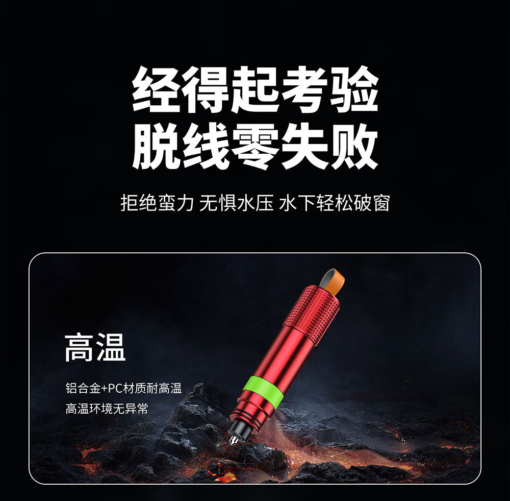 Car window breaker safety hammer, multifunctional emergency escape hammer for vehicles, one-second window breaking, car-mounted luminous rescue tool, cross-border