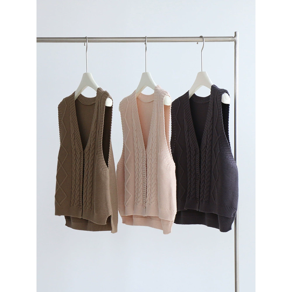Винтажный вязаный жилет Twist с V-образным вырезом, хлопковый женский топ, свободная осенне-зимняя куртка, художественный жилет, универсальный новый продукт