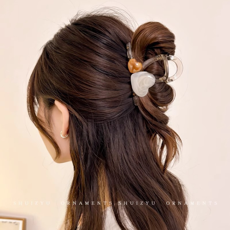 De alta calidad de felpa marrón horquilla hacia atrás cabeza clip de pelo tocado femenino otoño e invierno Gran Tiburón peludo horquilla