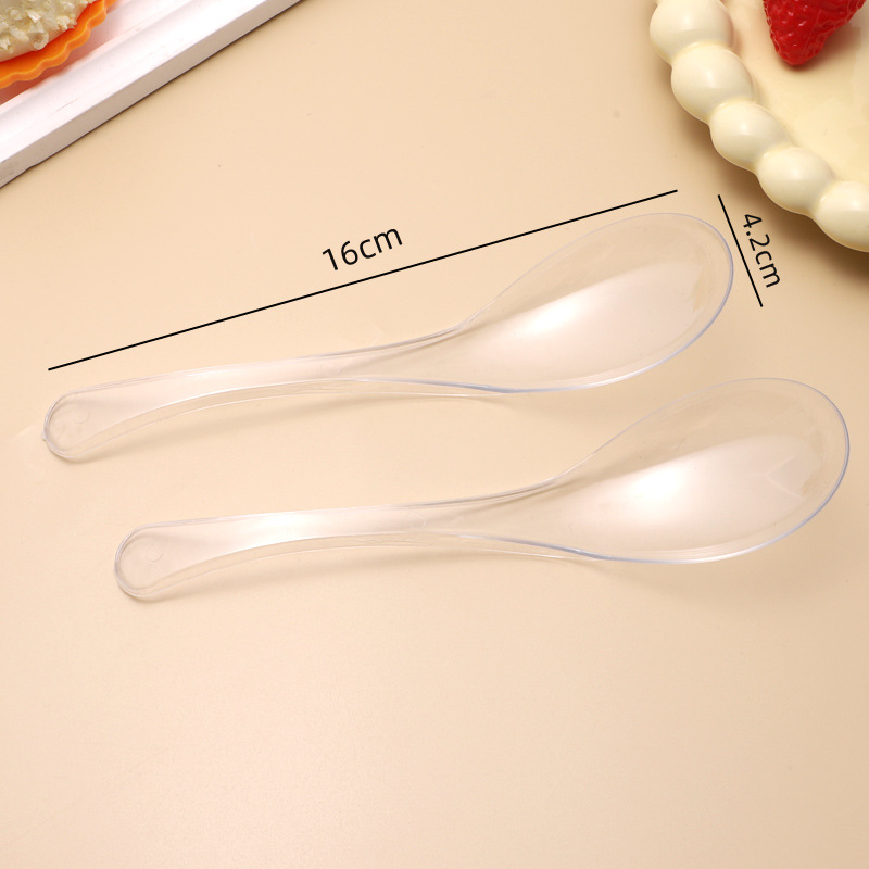Cucharas desechables grandes cucharas de plástico empaquetadas por separado cucharas de postres comerciales cucharas de comida redondas cucharas de mangos largos cucharas auspiciosas