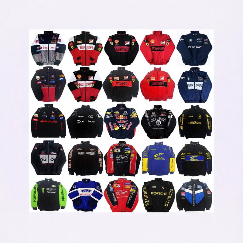 2026 F1 Ferrari Embroidered Racing Jacket for Men, Cross-Border Vintage European and American Motorcycle Riding Jacket