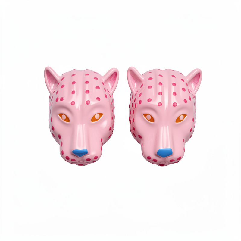 Anillo de cabeza de leopardo rosa, pendientes ligeros de lujo de alto nivel, pernos de nicho de personalidad temperamento conjunto de joyas mujeres al por mayor