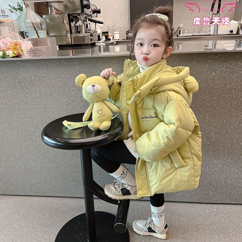 儿童羽绒服中长款洋气女童冬季外套白鸭绒棉服女宝宝冬装女孩棉衣